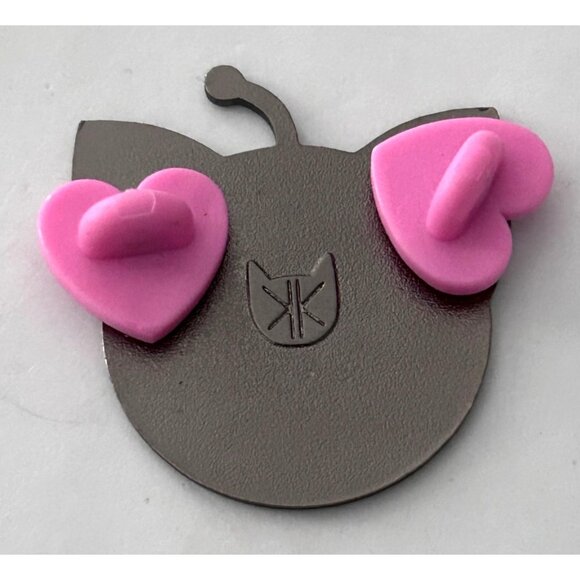 Purple Alien Cat Enamel Lapel Pin Glitter Crescent Celestial Moon - Picture 3 of 3